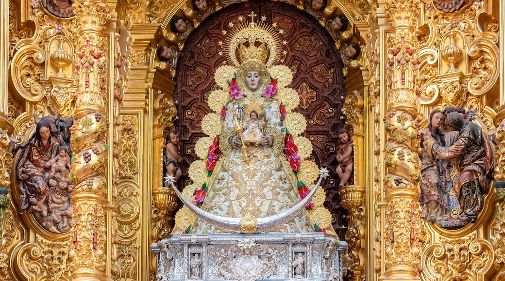 Image of the Virgen del Rocio, inside of the Ermita del Rocío, hermitage in Almonte, in Huelva, Spain