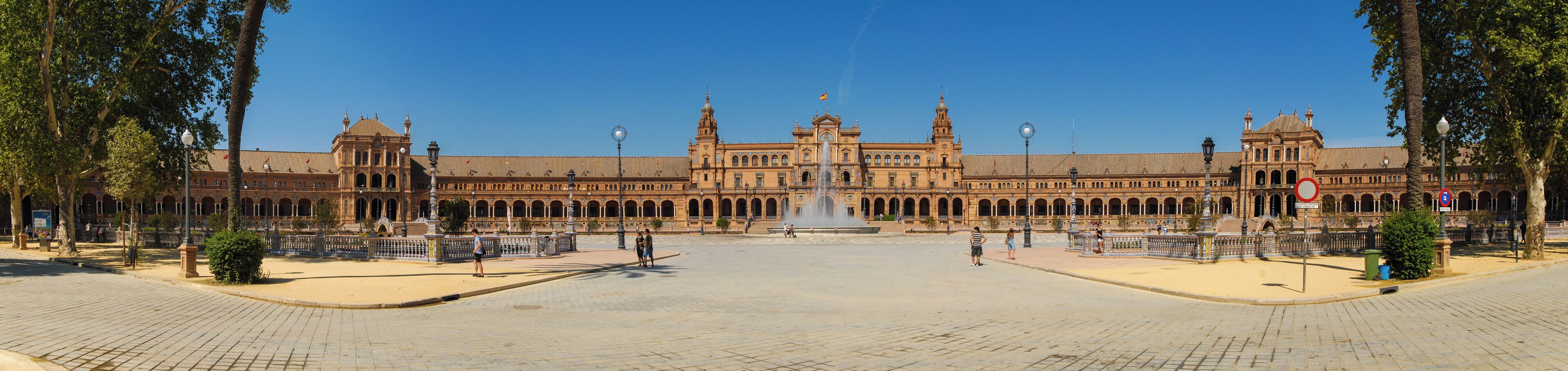 Panorama of Plaza de España in Seville
