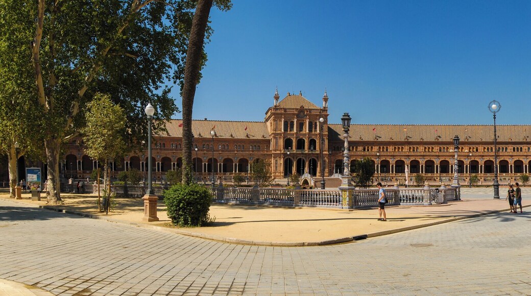 Panorama of Plaza de España in Seville