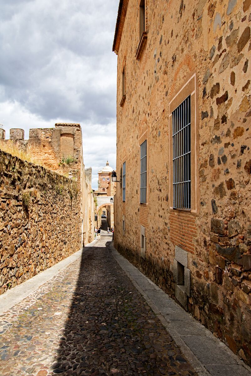 A view along the city walls in Caceres, Spain, still largely intact.