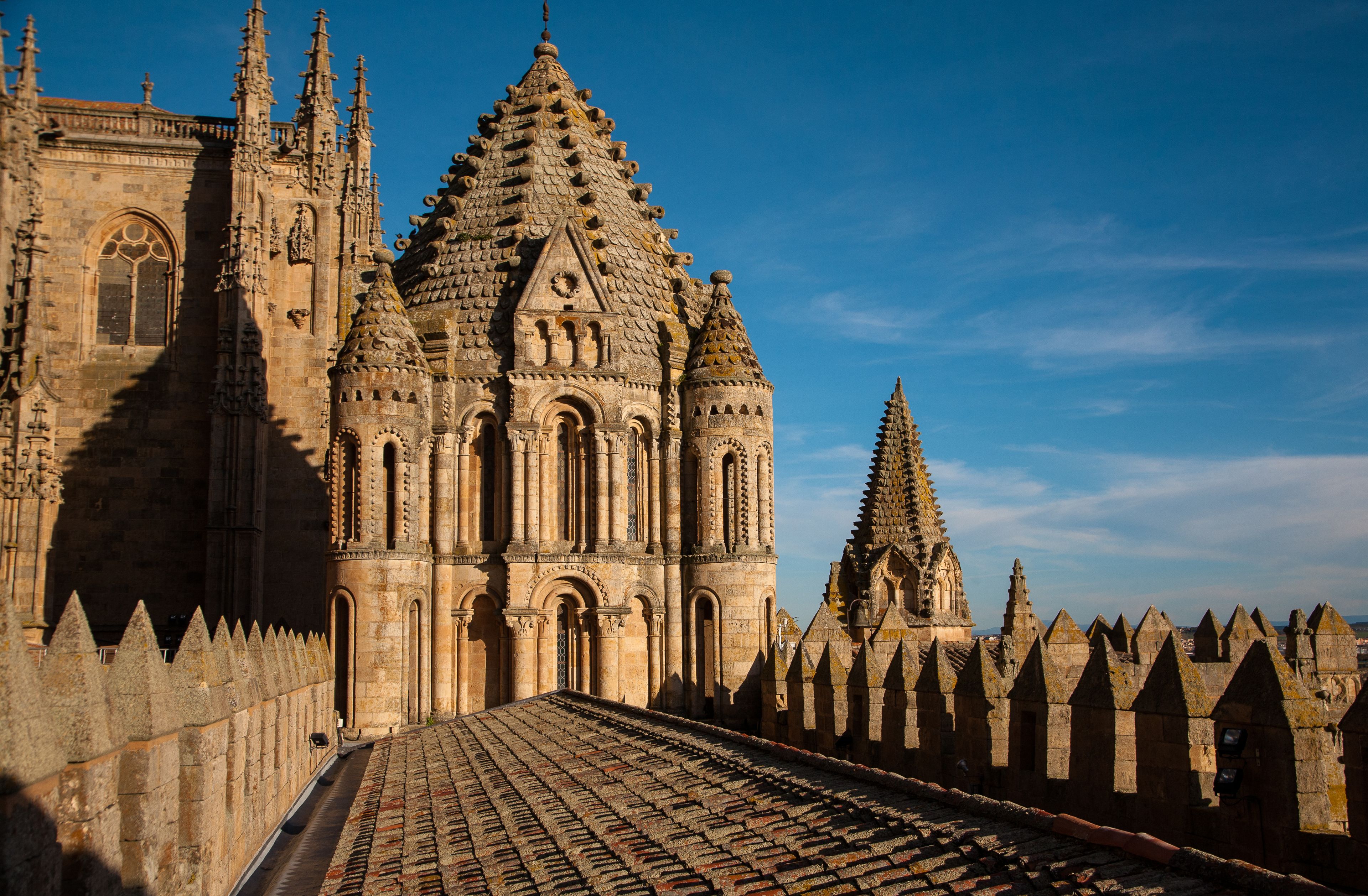 View of the Romanesque style dome of the Old Cathedral of Salamanca called Torre del Gallo