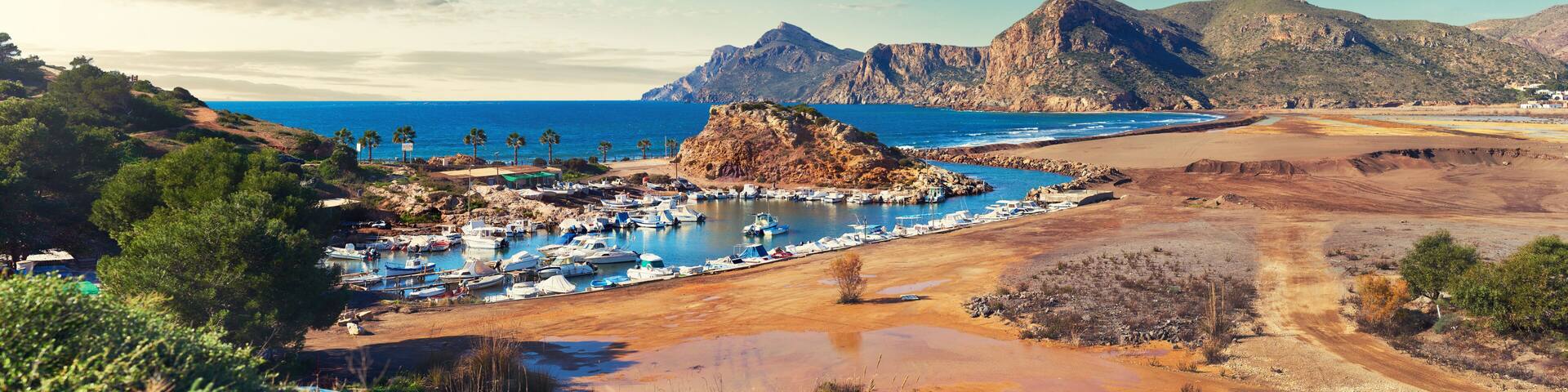Picturesque panorama of Portman village. Spain