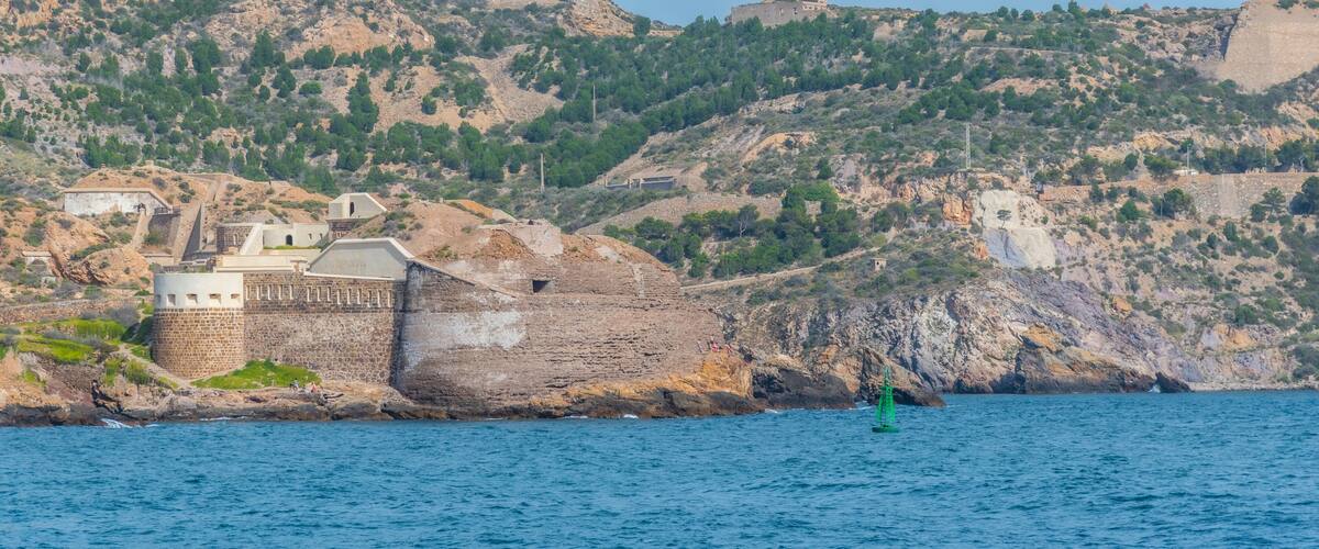 Military battery of Santa Ana and San Isidoro protecting entrance to the port of Cartagena in Spain