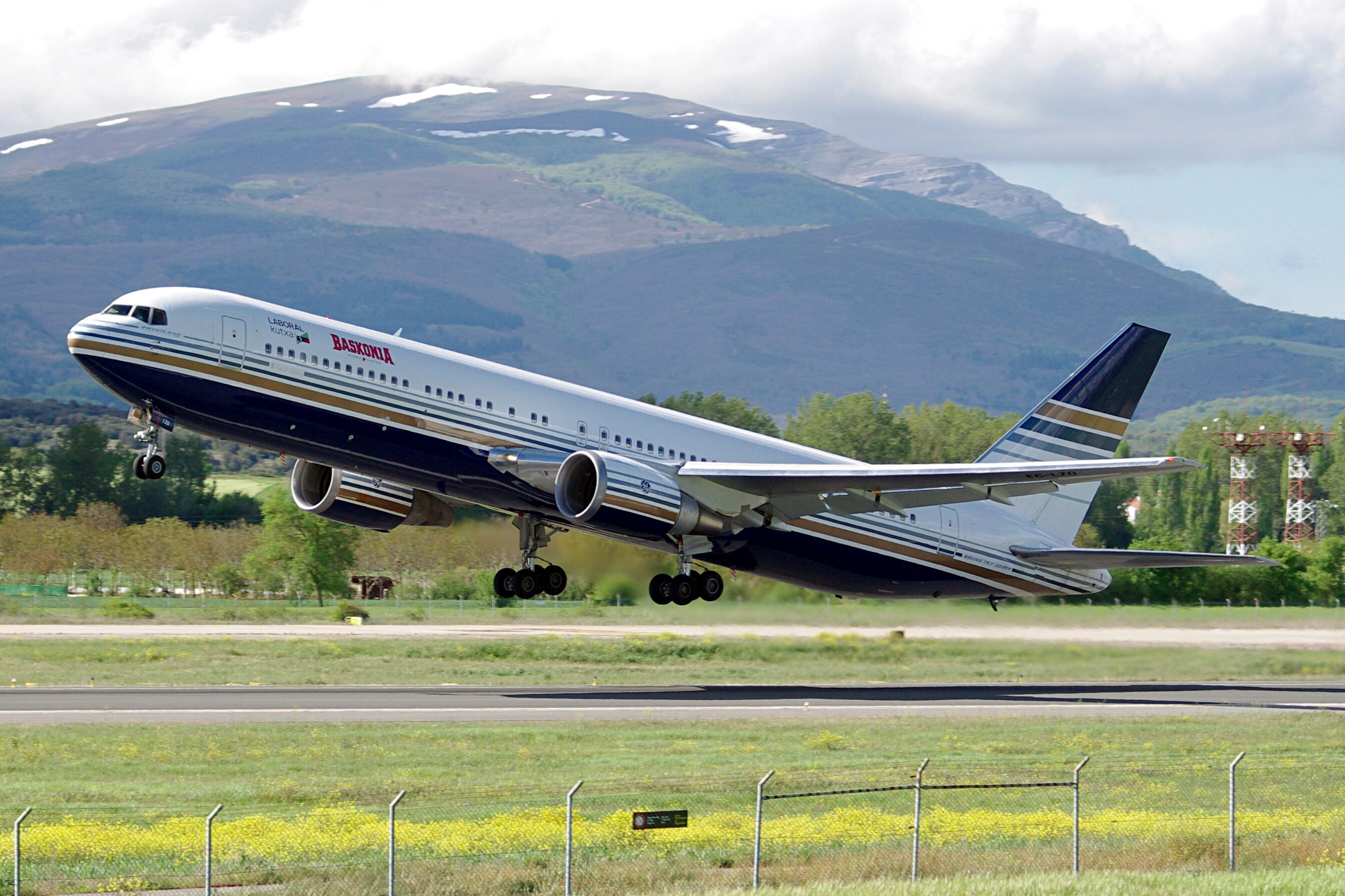 Boeing 767 of Privilege Style at Vitoria-Gasteiz Airport.
