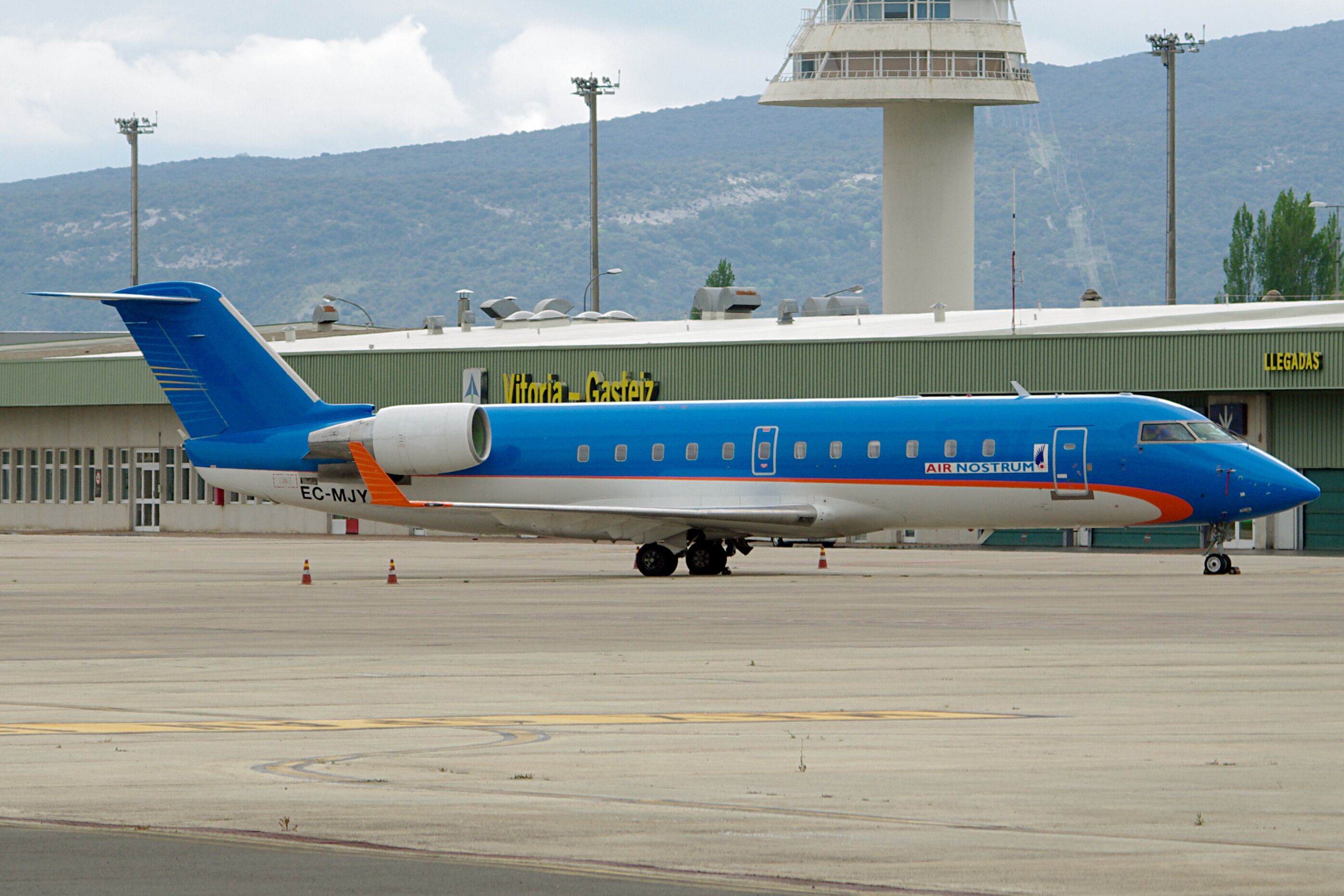 Canadair CRJ-200 of Air Nostrum at Vitoria-Gasteiz Airport.