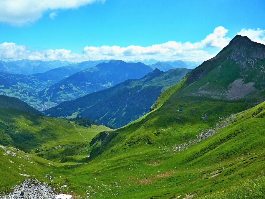 Austrian Alps-view on the peak Geissspitz and valley Montafon; Shutterstock ID 1127176592; purchase_order: SP-1332 HA Batch 2 August 2018; Order: ; client: HomeAway; other: To be paid with HA budget