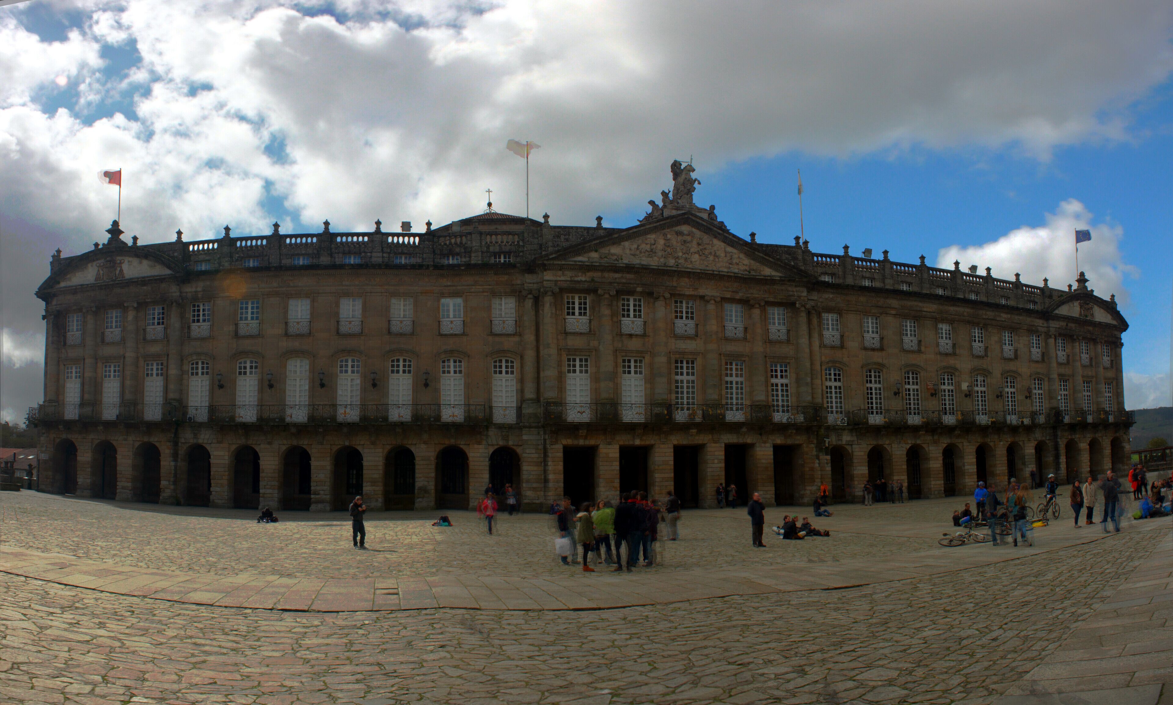 Pazo de Raxoi, in Obradoiro square, in Santiago de Compostela, Galicia, Spain.