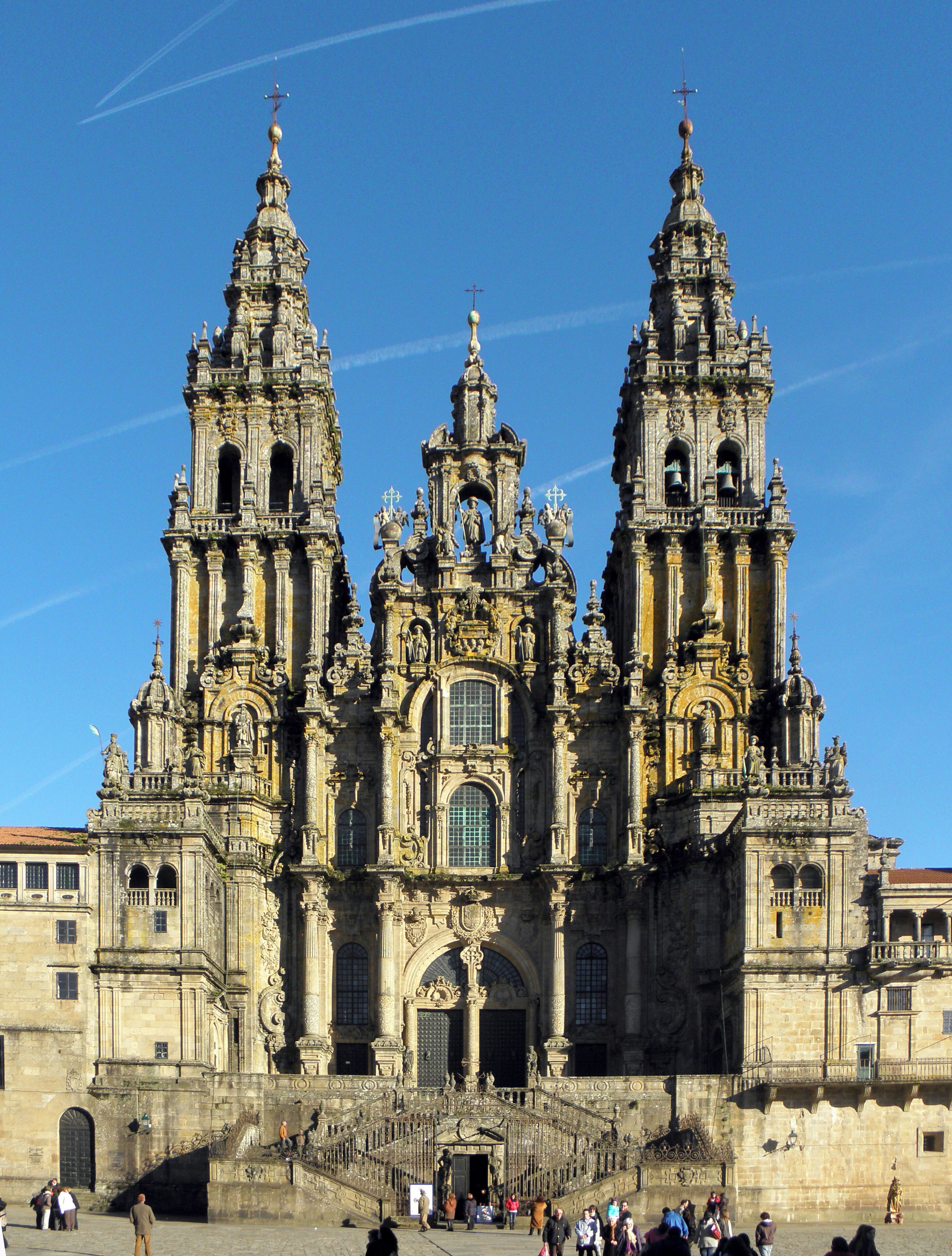 A grand, ornate cathedral with two tall towers and intricate architectural details.
