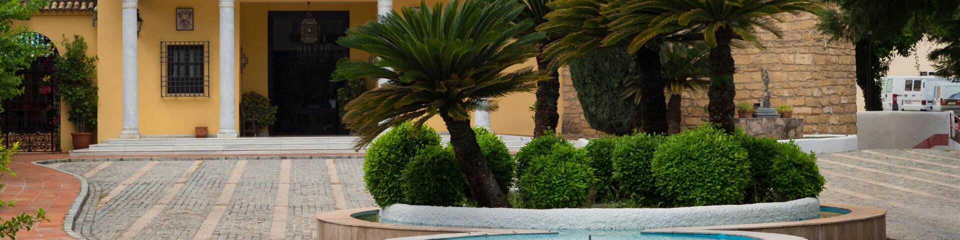 El Brillante showing heritage elements and a fountain