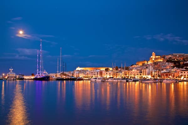 Ibiza City Centre which includes a coastal town, night scenes and a bay or harbor