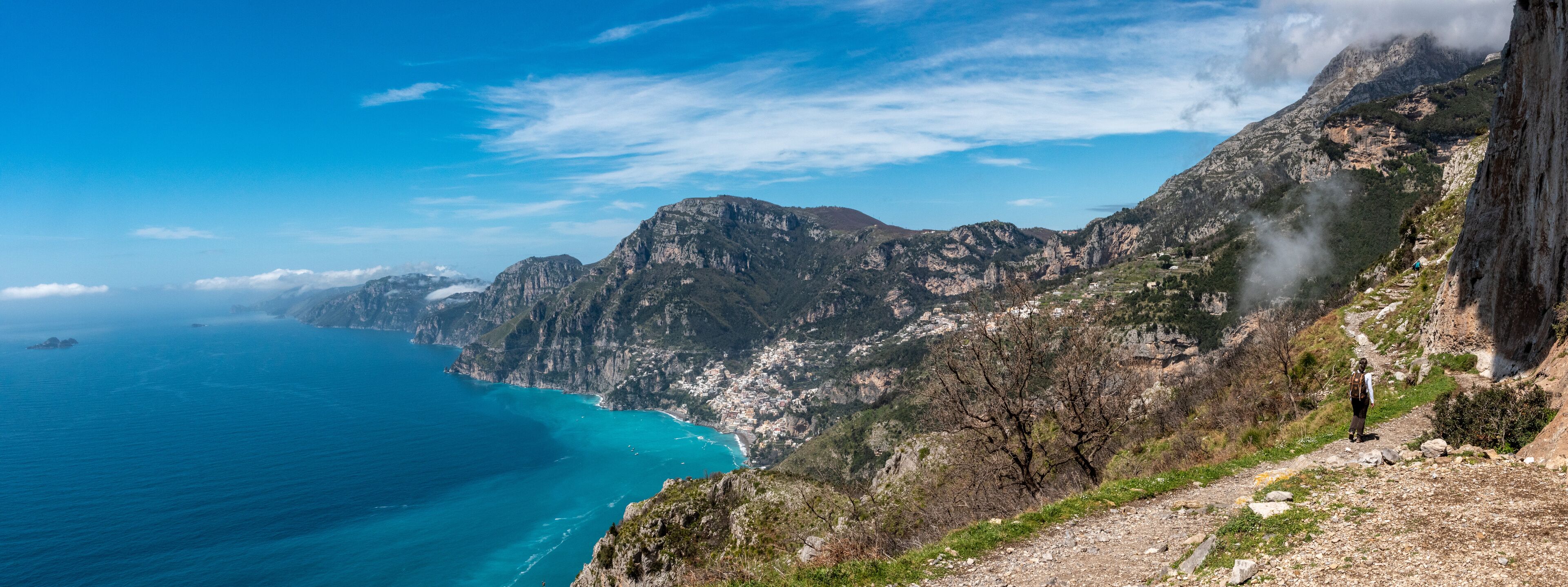 Shoreline of the scenic Amalfi coast from the path of the Gods, Southern Italy