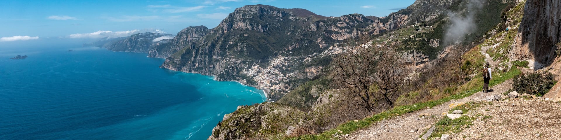 Shoreline of the scenic Amalfi coast from the path of the Gods, Southern Italy