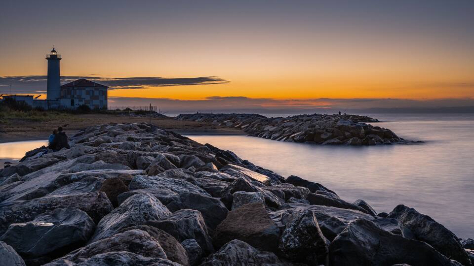 summer sunrise over the bibione lighthouse, Bibione, San Michele al Tagliammento, Venice, Italy