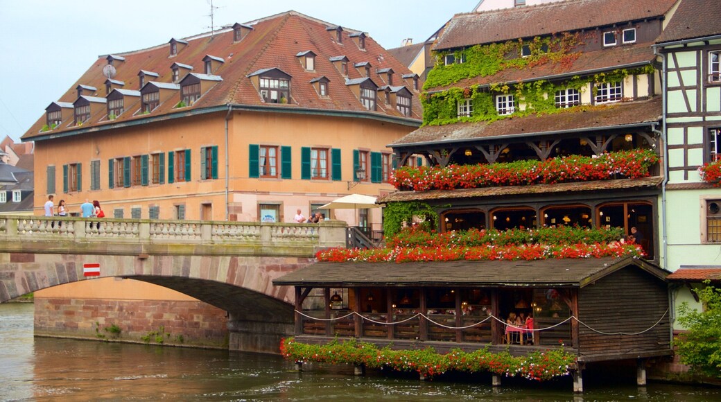 Petite France showing a city, a river or creek and flowers