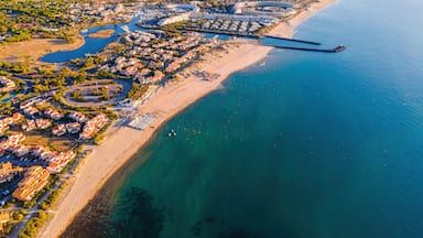 Aerial view of Cap d'Agde a seaside resort and naturist village on France's Mediterranean coast, Europe