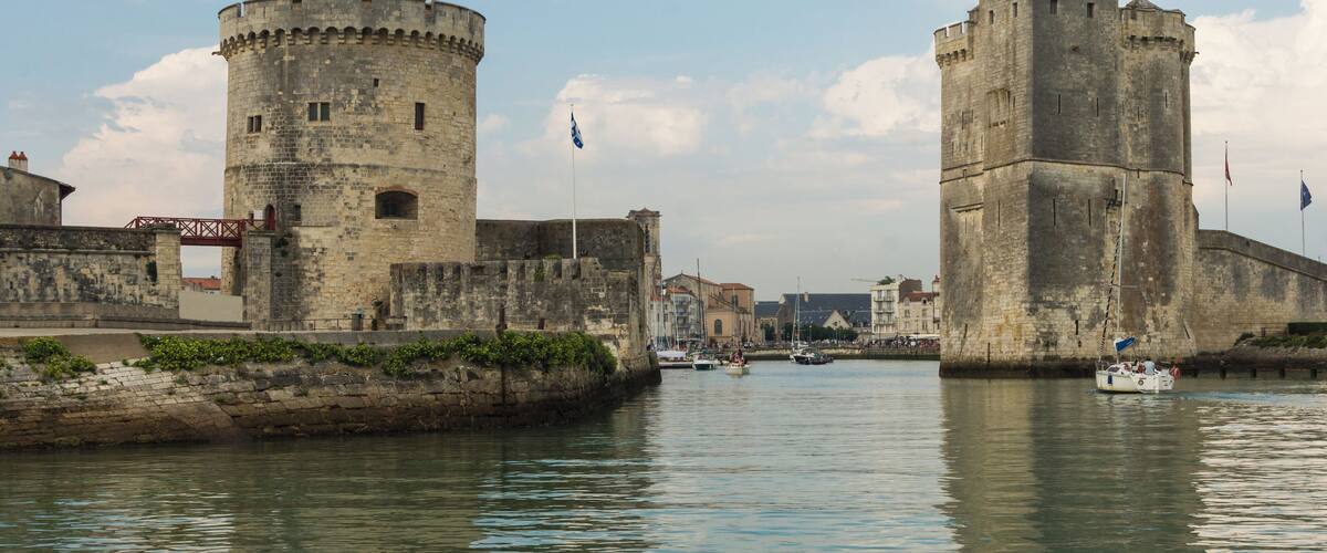 Entrance of old harbor, La Rochelle, Charente-Maritime, France