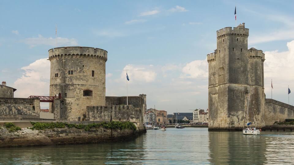Entrance of old harbor, La Rochelle, Charente-Maritime, France