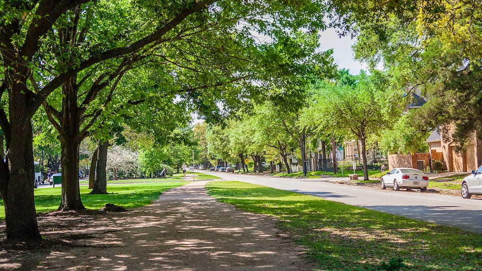 March, 2017, Houston, TX: A man jogs on the Paul Carr Jogging Trail in the Houston Heights