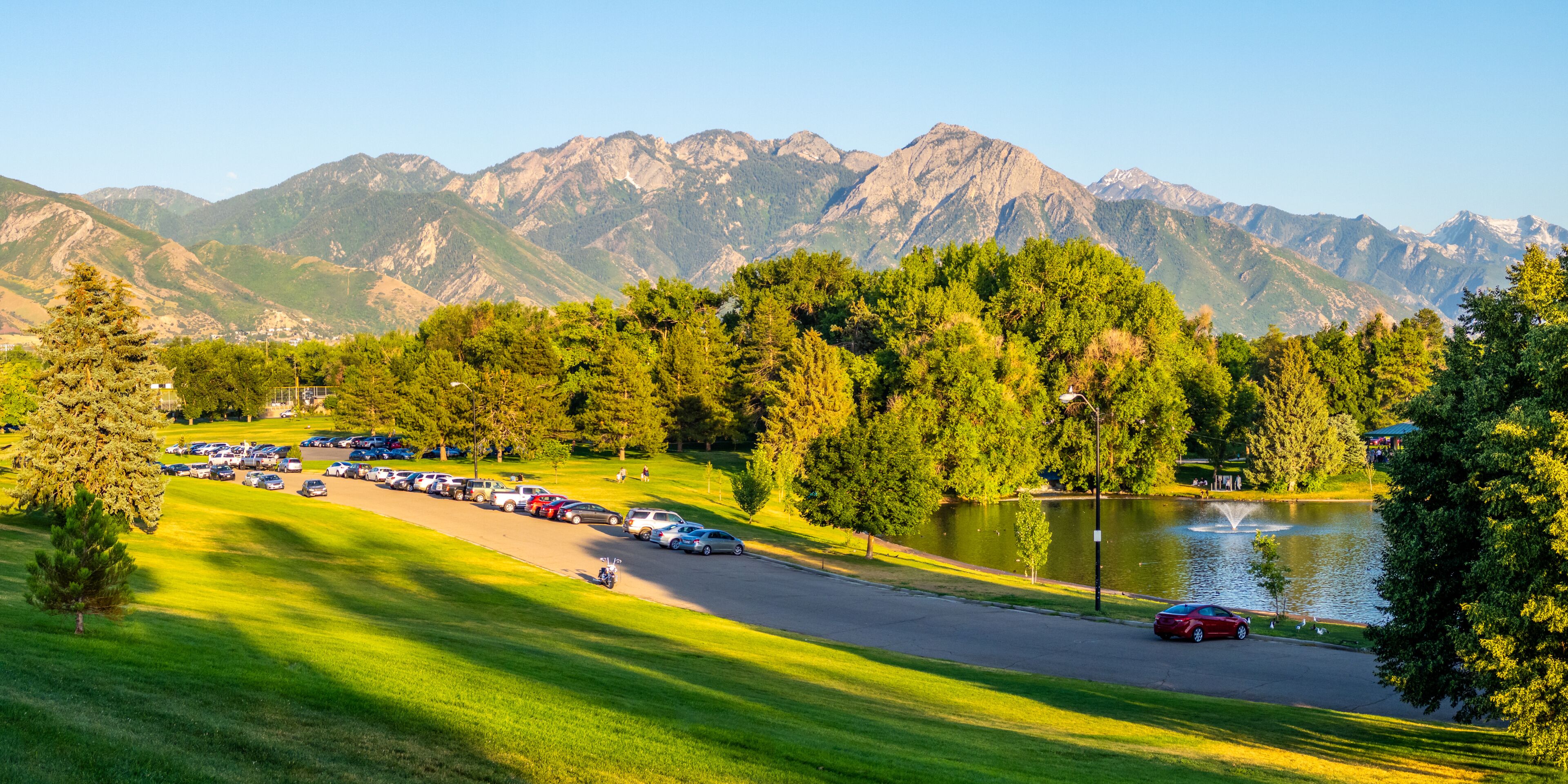 Sugar House Park in Salt Lake City in the summer evening light