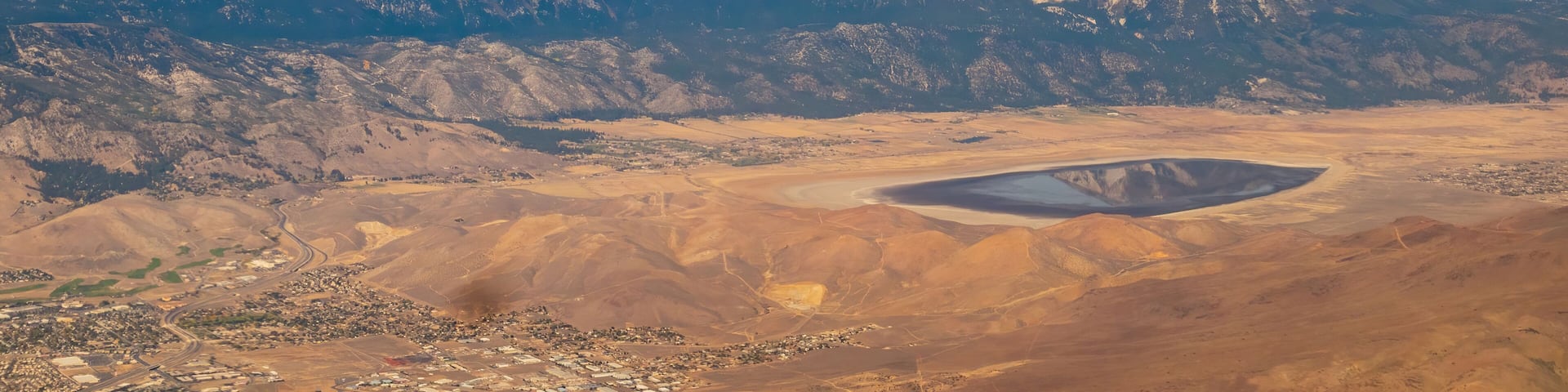 Aerial view of the Carson City and Washoe Lake