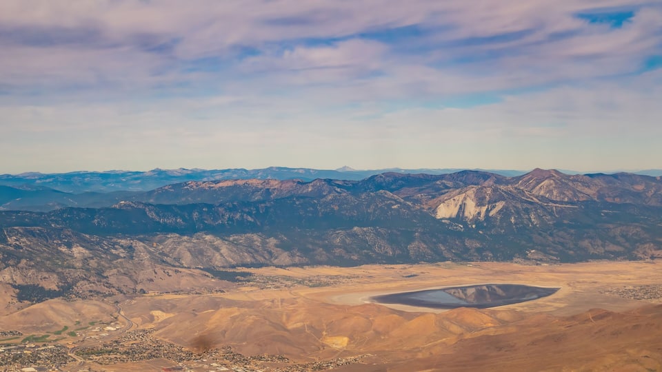 Aerial view of the Carson City and Washoe Lake