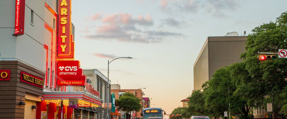 Central Austin featuring a sunset