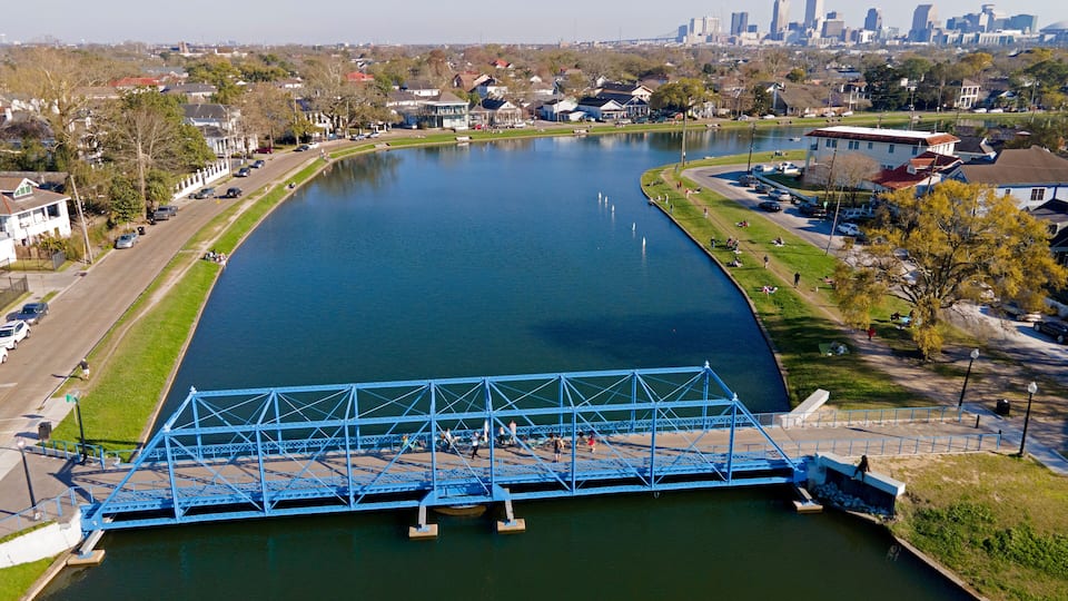 The Magnolia Bridge over Bayou St. John in the Mid-City neighborhood of New Orleans, Louisiana.