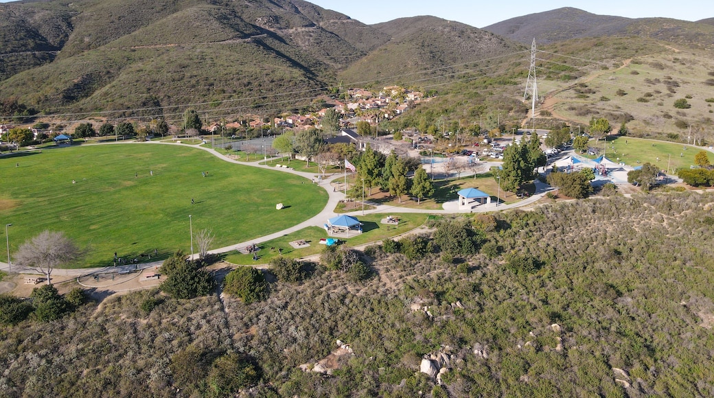 Aerial view of community park on the top off a hill, Carmel Valley. San Diego, California, USA.