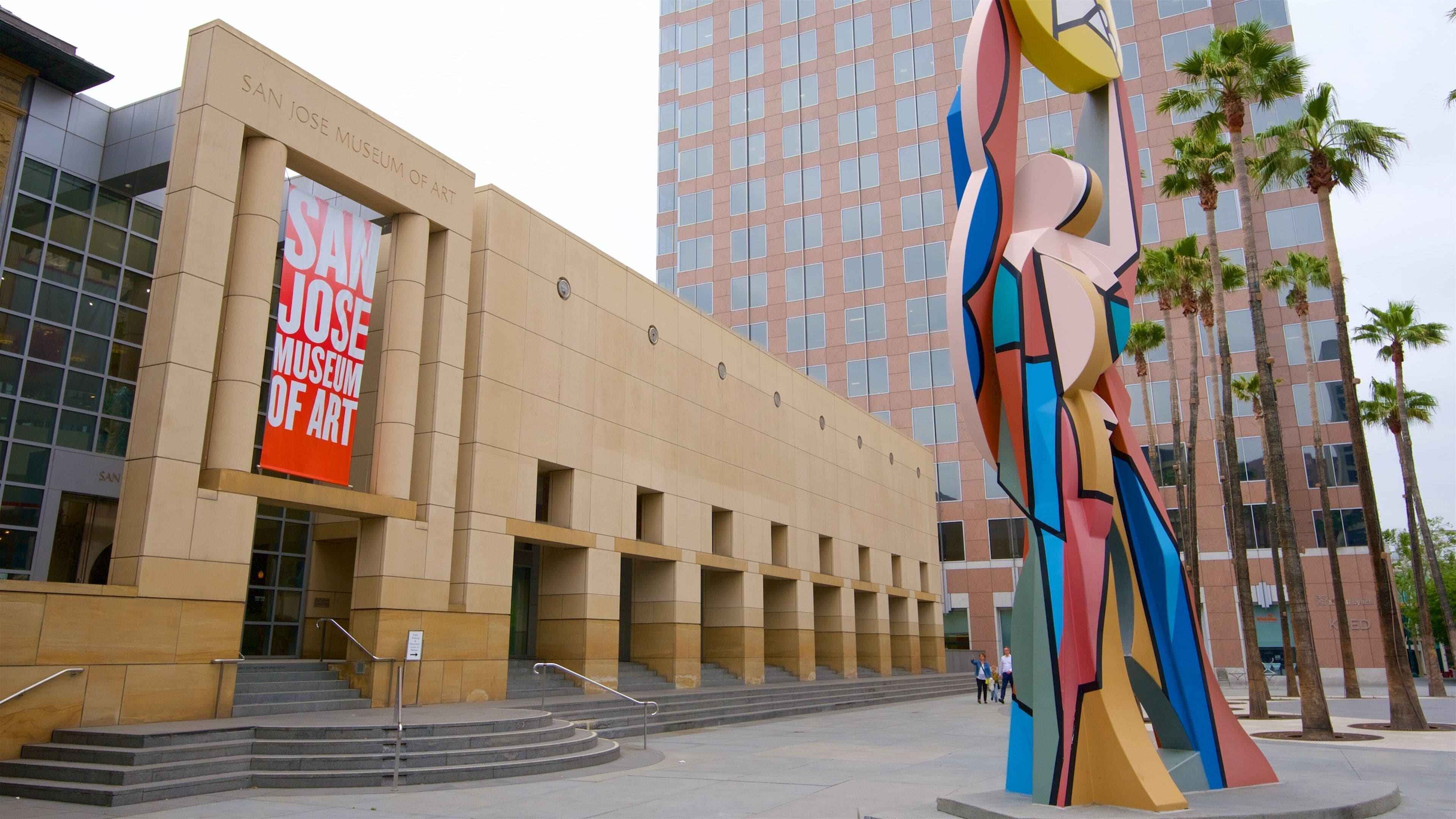 Downtown San Jose featuring signage and outdoor art