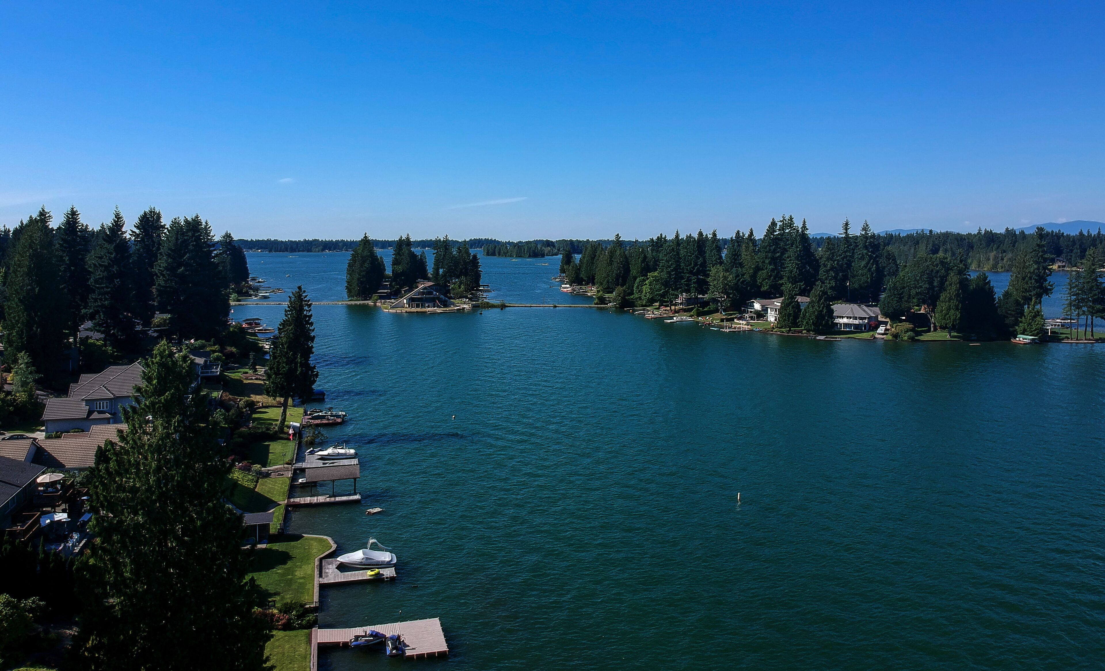 Man Made Lake Tapps on a beautiful summer day in Bonney Lake Washington