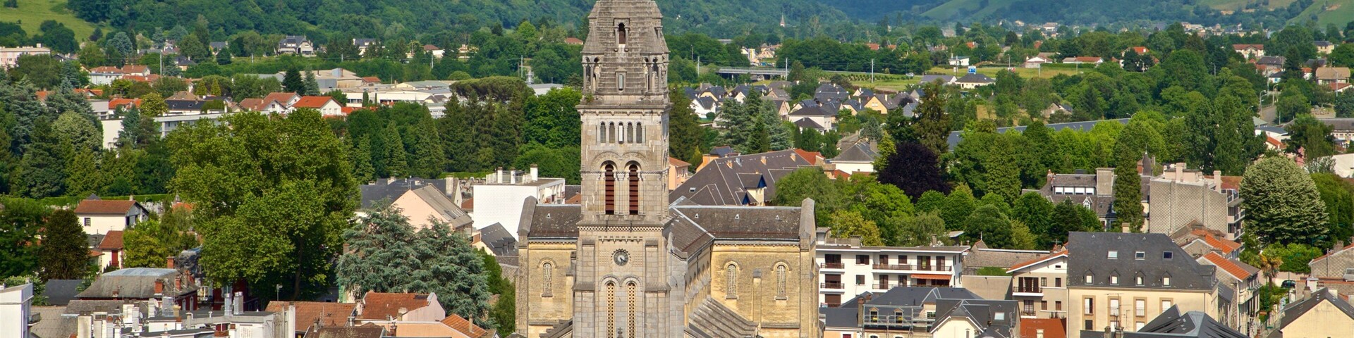 Eglise Paroissiale du Sacré Coeur showing a city, landscape views and heritage architecture