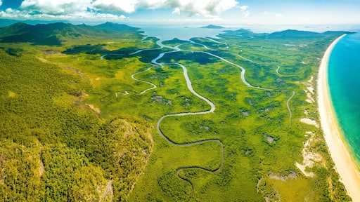 Mountains, rivers and Ramsay Bay Beach along the Thorsborne Trail on Hinchinbrook Island