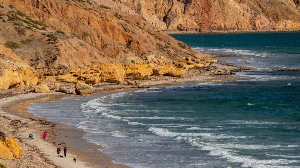 Sellicks Beach which includes rocky coastline and general coastal views