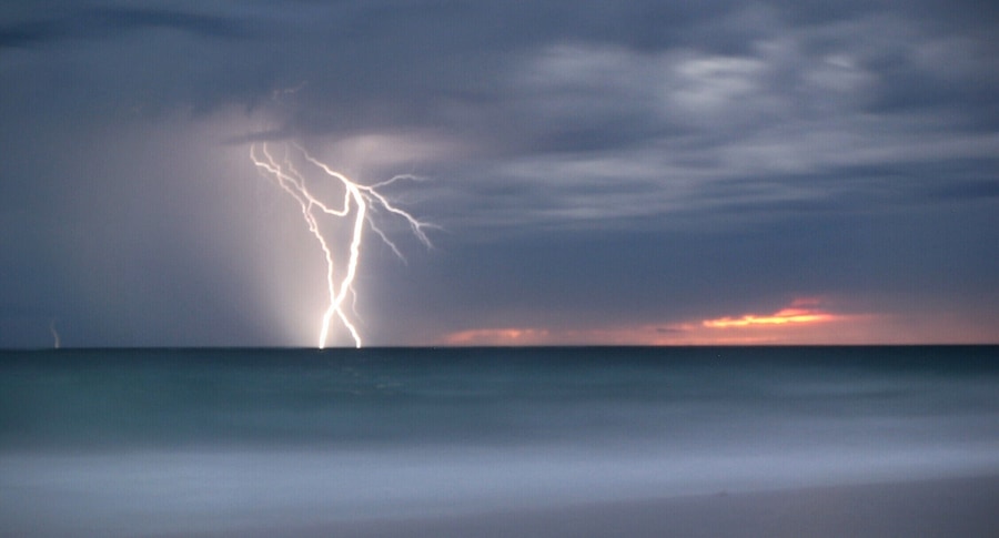 Headed down to Shorehaven Beach at golden hour.... Storm clouds brewing... Tried long exposure and captured lightning on the horizon...