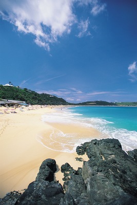 Rocks on tropical island beach