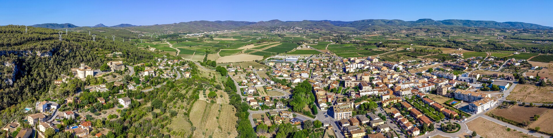 Panoramic view of the city of Sant Marti Sarroca, Spain