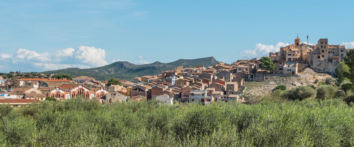 View of the village of El Pinel de Brai, Tarragona, Catalonia, Spain.