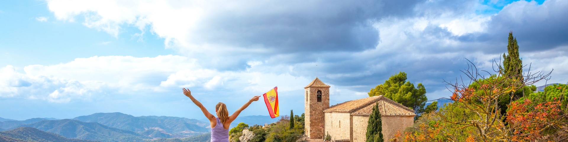 Woman tourist in Cataloniaa- Siurana, Tarragona province in Spain