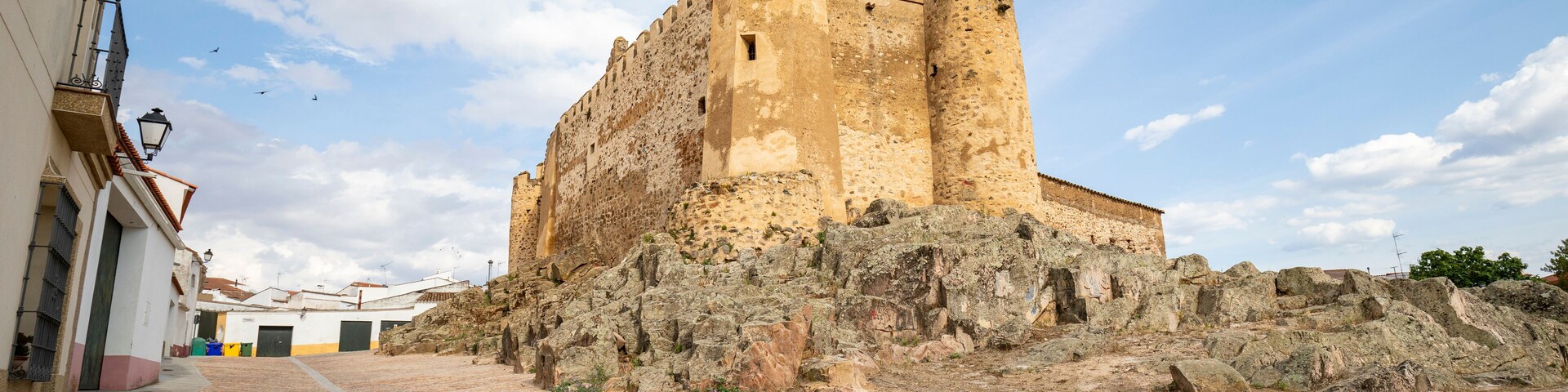 the medieval castle of Valencia del Ventoso, comarca of Zafra - Rio Bodion, province of Badajoz, Extremadura, Spain