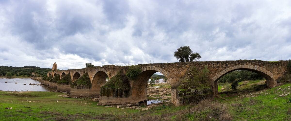 Bridge of Ajuda, a ruined bridge that crosses the Guadiana River between Portugal and Spain, a historical landmark