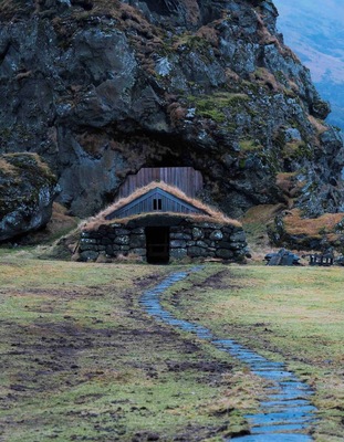 House built right into the rock