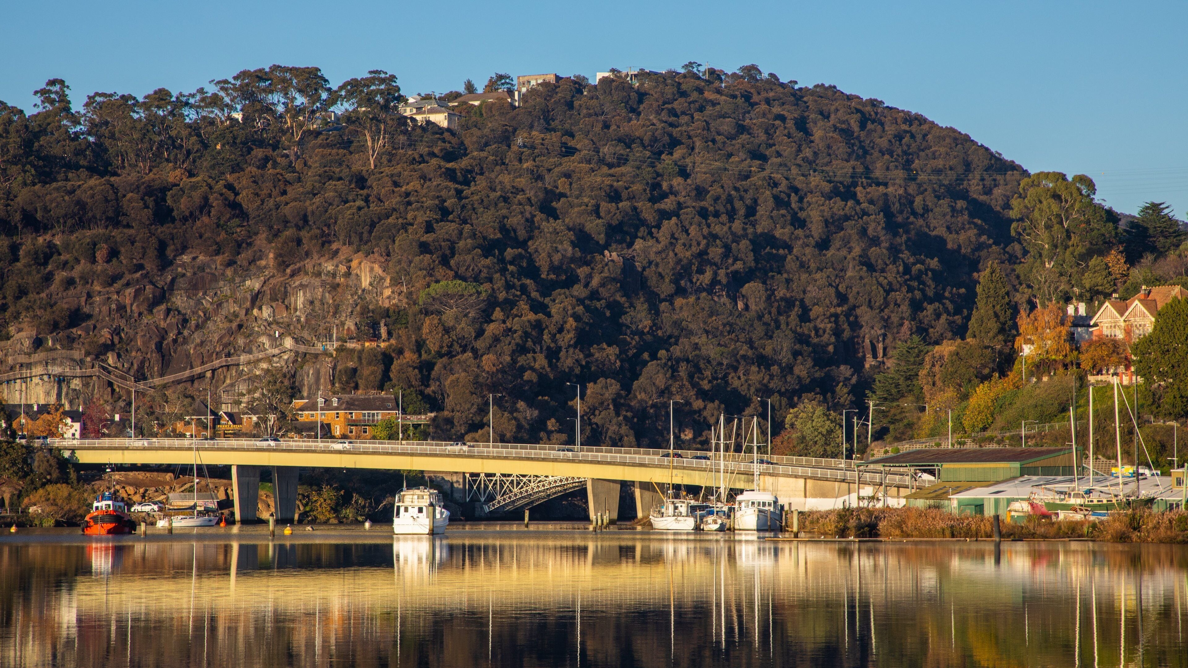Launceston CBD featuring a bay or harbor and a bridge