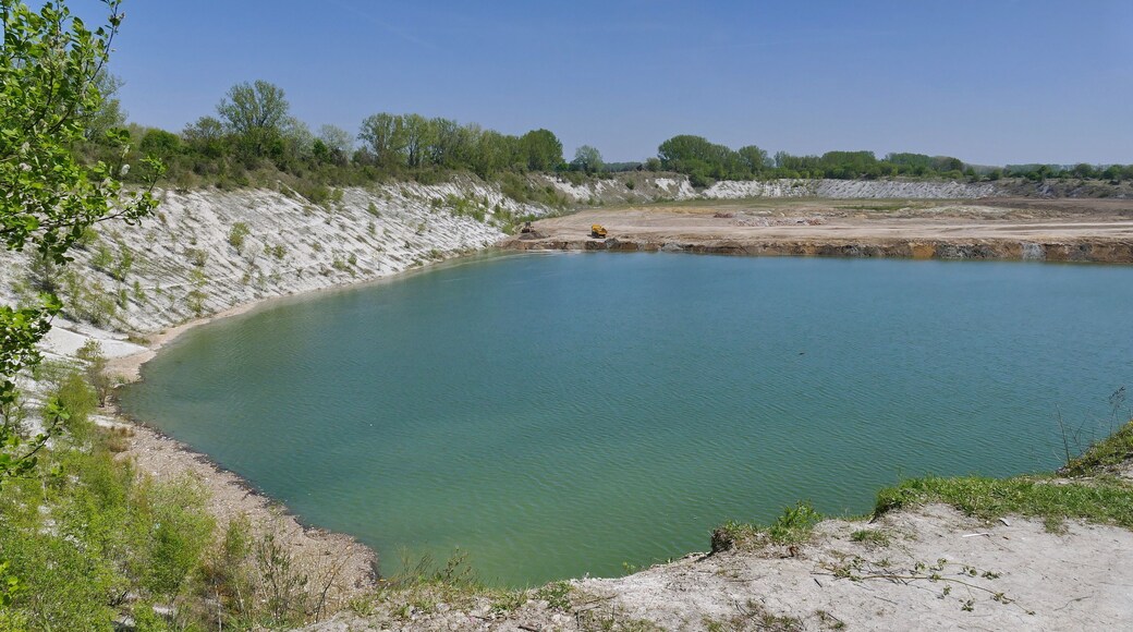 Geotop Grube II der Hannoverschen Portland-Cementfabrik AG: Blick nach Osten mit dem derzeitigen Stand der Verfüllung (Mai 2017)