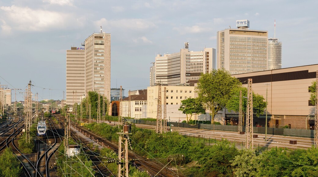 View on Essen main station and skyline from the federal highway B224