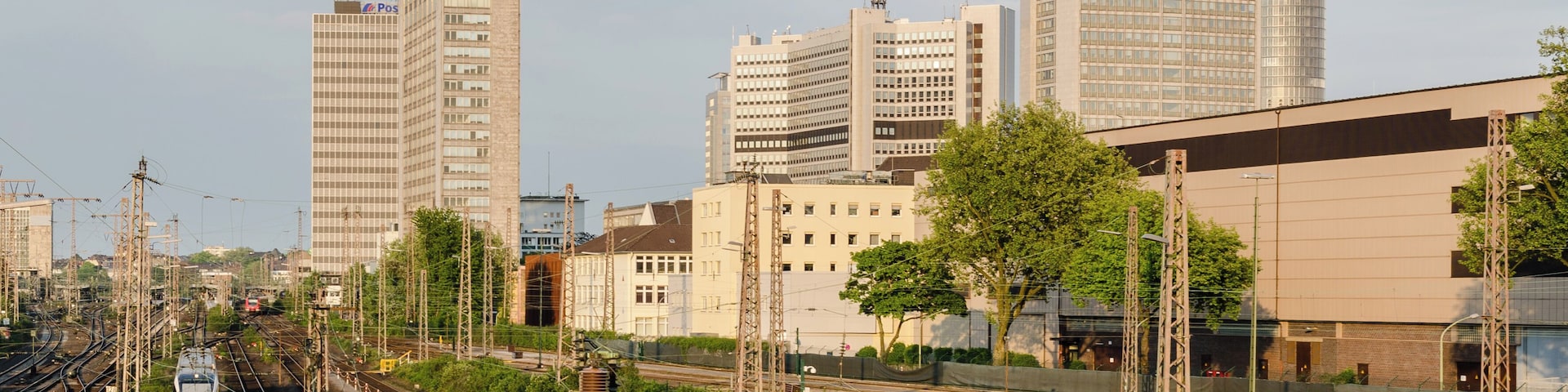 View on Essen main station and skyline from the federal highway B224