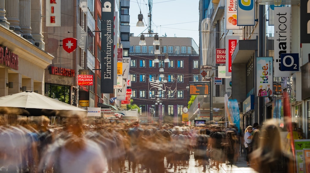 Dortmund City Centre showing a city and street scenes as well as a large group of people