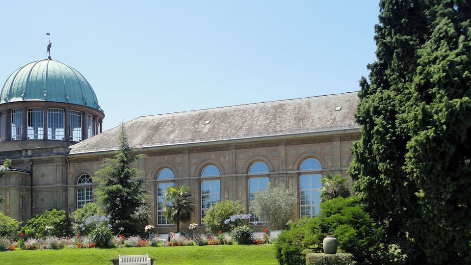 Orangery / State art gallery of Karlsruhe shot from the botanical garden