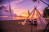 Khao Lak beach resort views at sunset, in Thailand