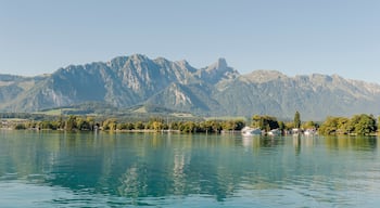 Thun, Stockhorn, Stockhornkette, Thunersee, Alpen, Berner Alpen, Berner Oberland, Seeufer, Uferweg, Wassersport, Wanderweg, Spiez, Schifffahrt, Sommer, Schweiz