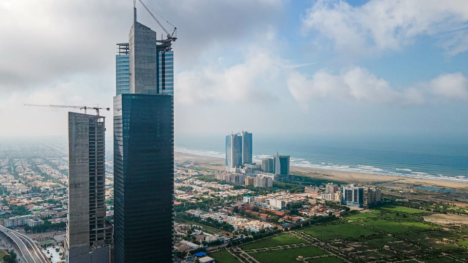 Bahria Icon Tower is an under-construction skyscraper complex in the seaside municipality of Clifton in Karachi, Pakistan. The complex includes a 62-story tower, which at 300 meters, is the tallest b